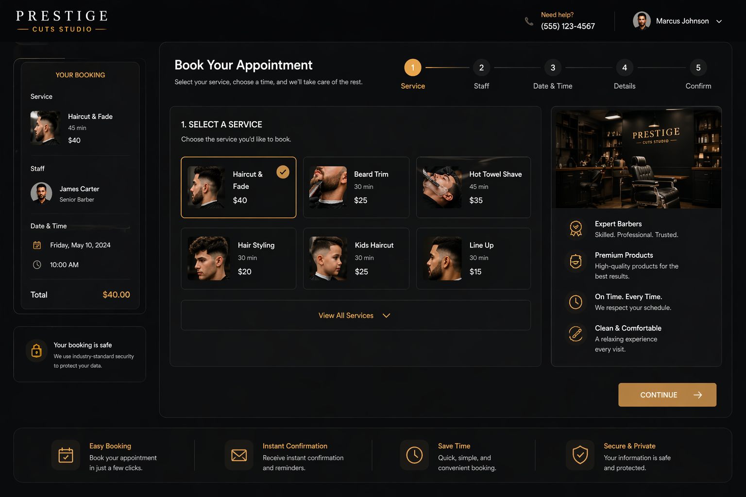 Barber booking example