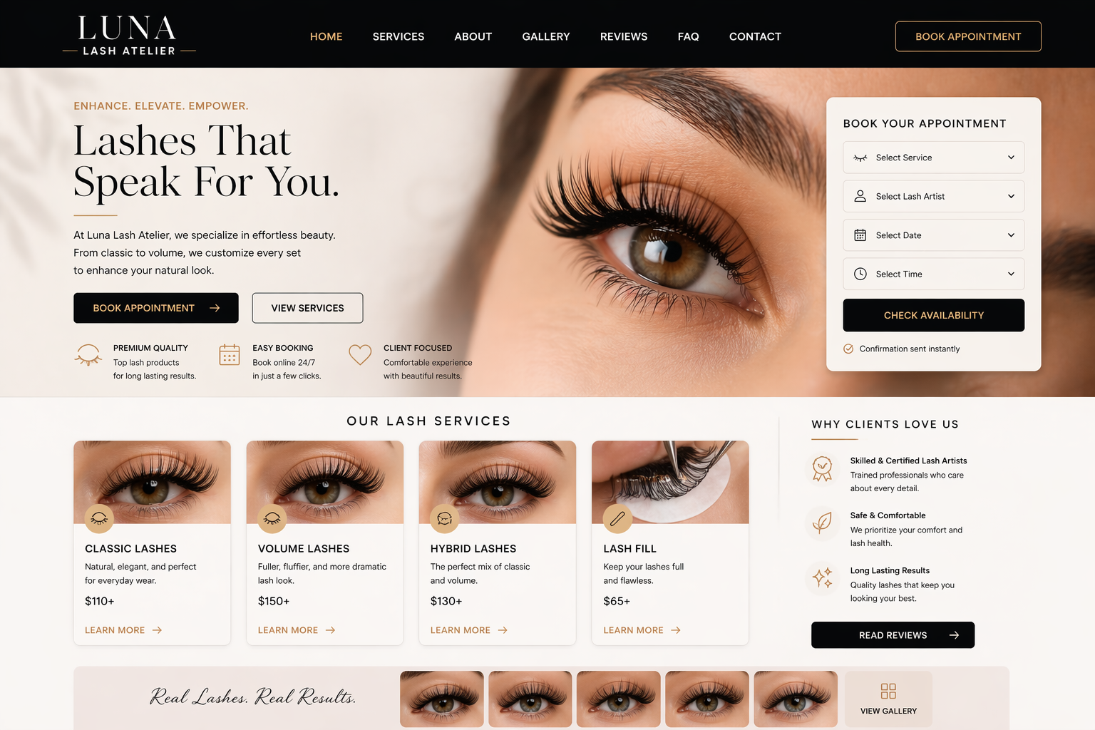 Lash website example