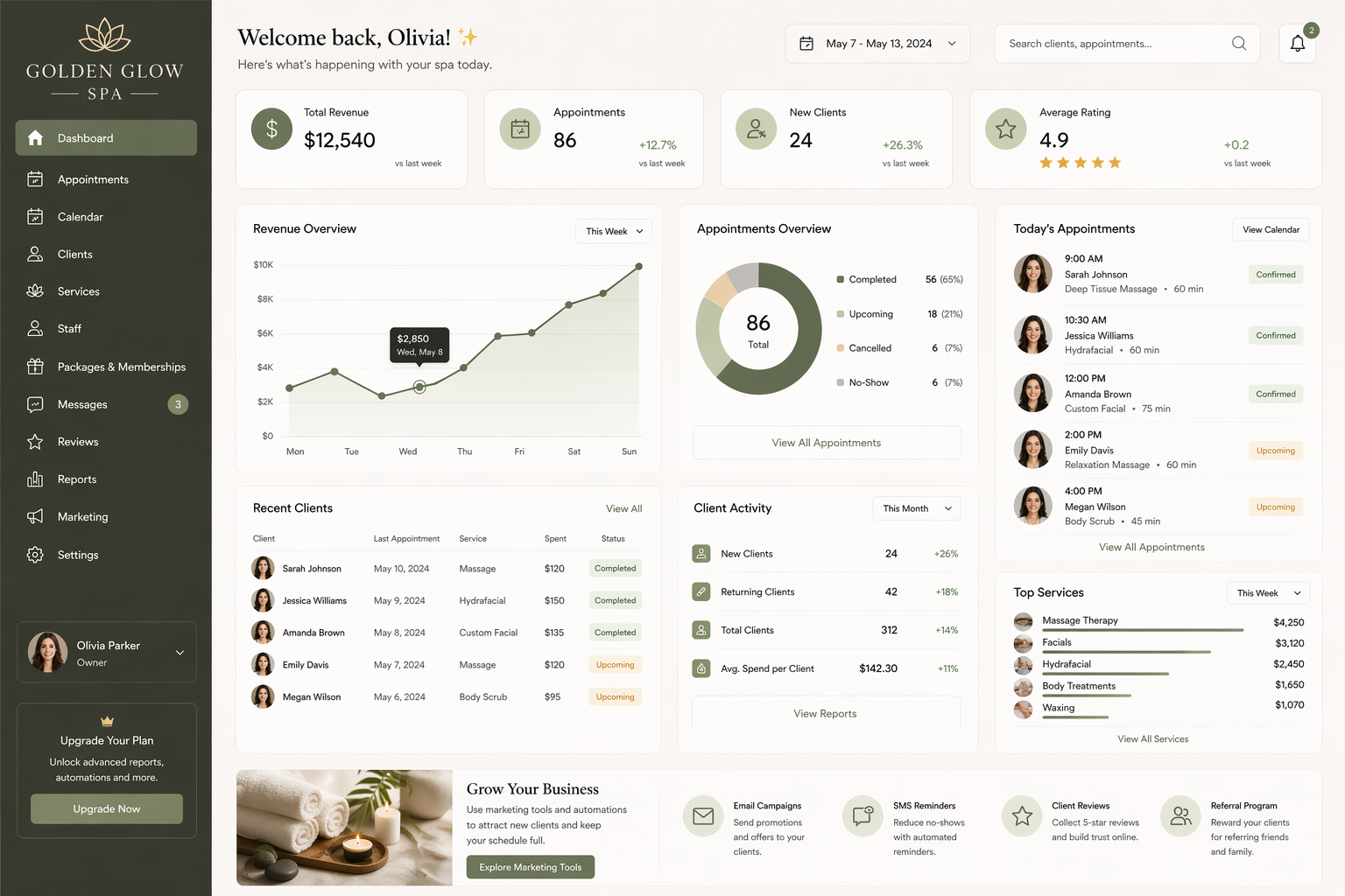 Spa CRM example